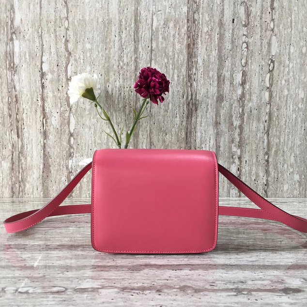 Celine original liege calfskin small classic bag 11041-1 rose red