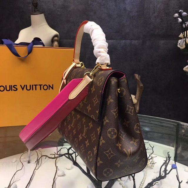 Louis vuitton original monogram canvas cluny mm M43535 rose red