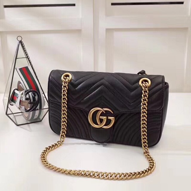 GG original calfskin marmont mini bag 446744 black