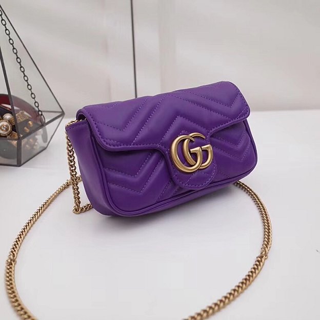 GG original calfskin marmont super mini bag 476433 purple