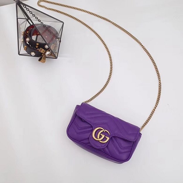 GG original calfskin marmont super mini bag 476433 purple