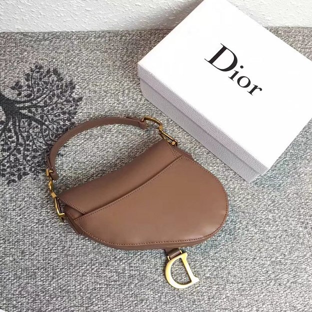 2018 Dior original calfskin mini saddle bag M0447 nude