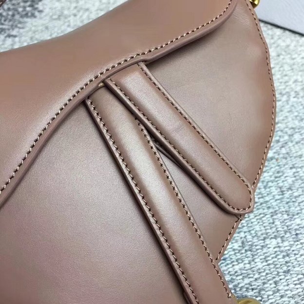 2018 Dior original calfskin mini saddle bag M0447 nude