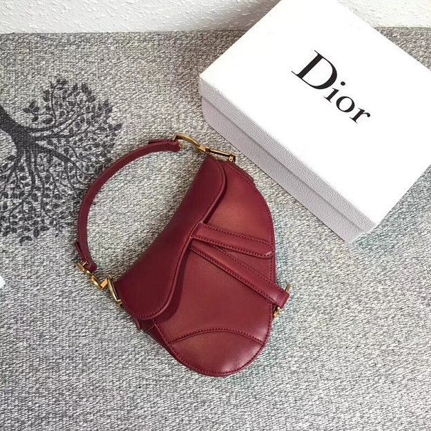 2018 Dior original calfskin mini saddle bag M0447 red