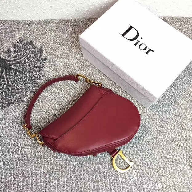 2018 Dior original calfskin mini saddle bag M0447 red