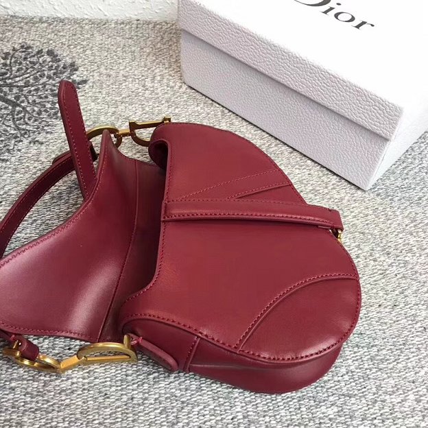 2018 Dior original calfskin mini saddle bag M0447 red