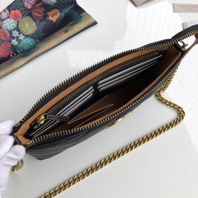 GG original calfskin marmont chain clutch 443447 black