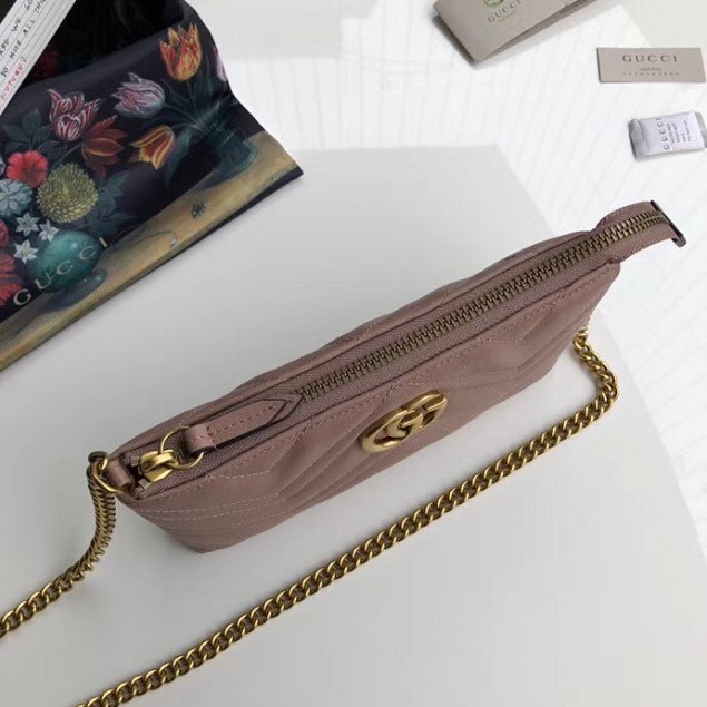 GG original calfskin marmont chain clutch 443447 nude