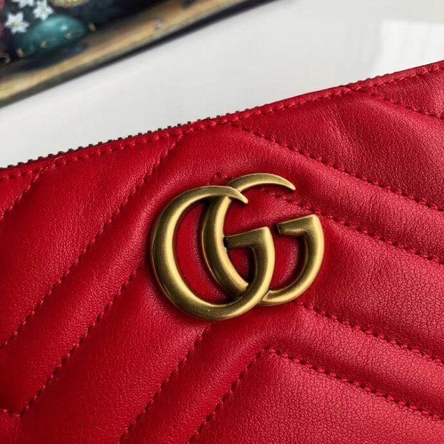 GG original calfskin marmont chain clutch 443447 red