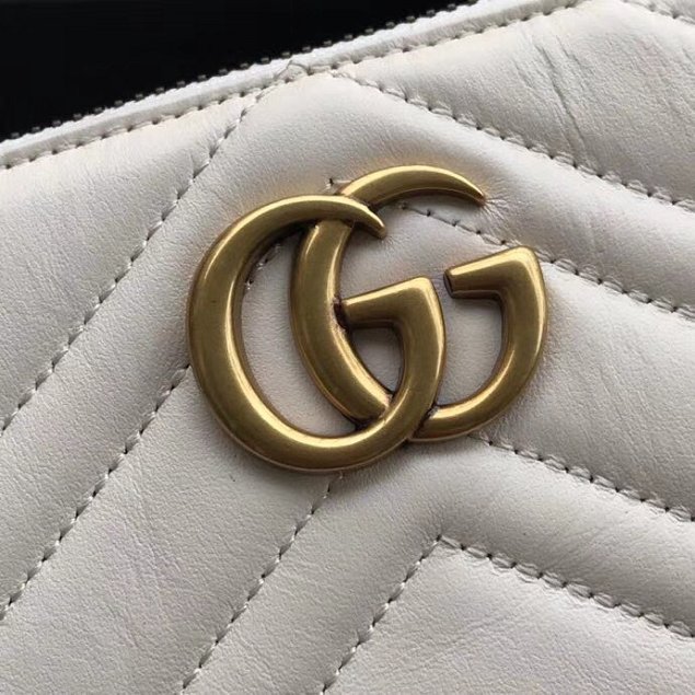 GG original calfskin marmont chain clutch 443447 white