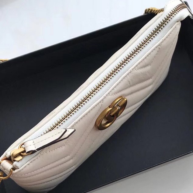 GG original calfskin marmont chain clutch 443447 white