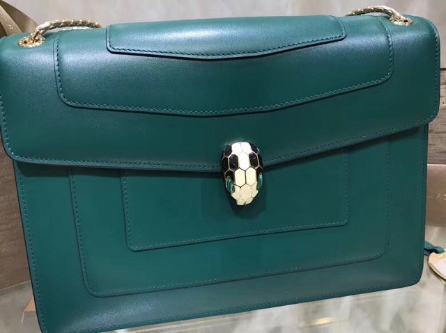 Blvgari original calfskin serpenti forever cover flap bag 283170 green