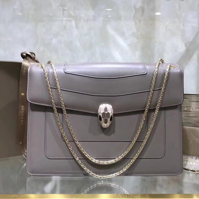 Blvgari original calfskin serpenti forever cover flap bag 283170 grey