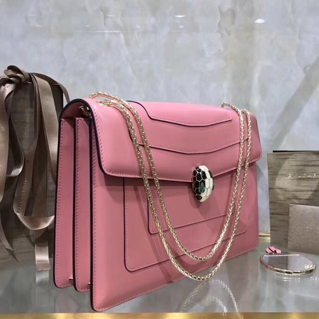 Blvgari original calfskin serpenti forever cover flap bag 283170 pink