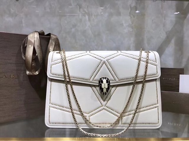 Blvgari original lambskin serpenti forever cover flap bag 286547 white