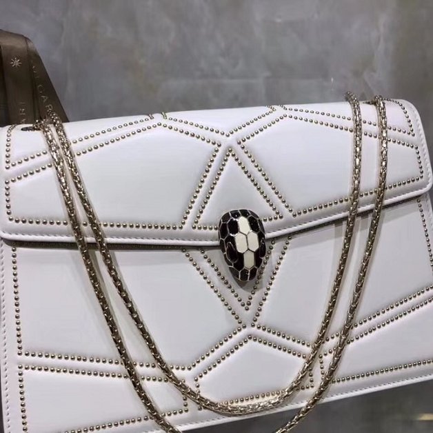 Blvgari original lambskin serpenti forever cover flap bag 286547 white