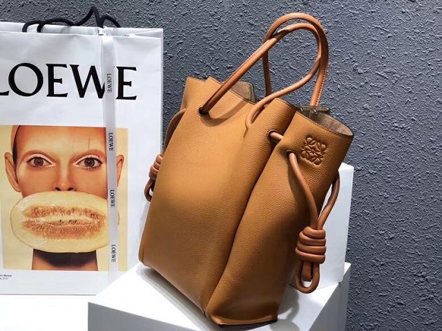 2018 Loewe original calfskin flamenco knot tote bag 061803 brown