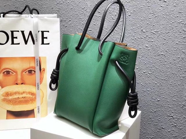 2018 Loewe original calfskin flamenco knot tote bag 061803 green