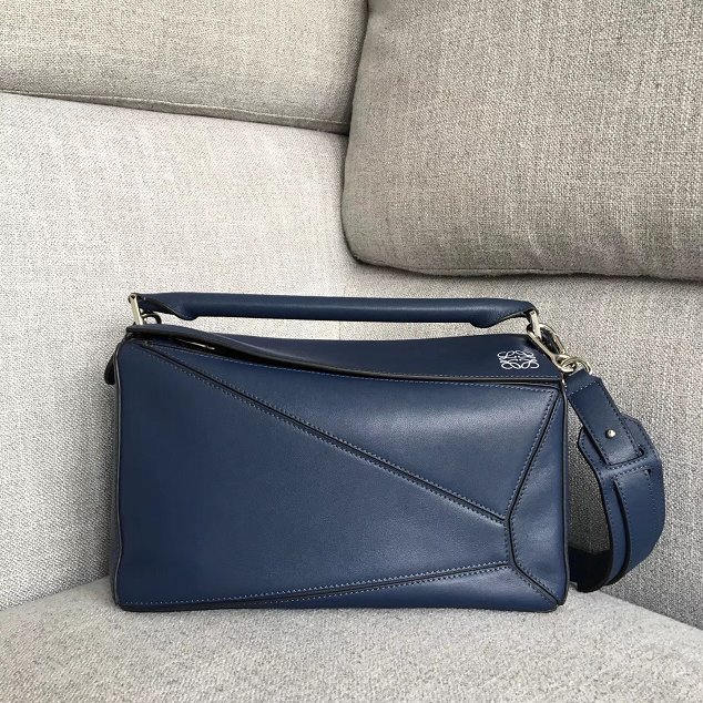 Loewe original calfskin puzzle bag 20155 navy blue