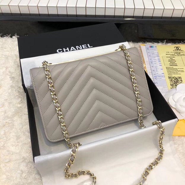 CC original lambskin woc chain bag 80982 grey