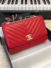 CC original lambskin woc chain bag 80982 red