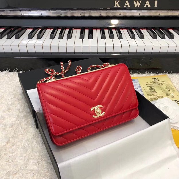 CC original lambskin woc chain bag 80982 red