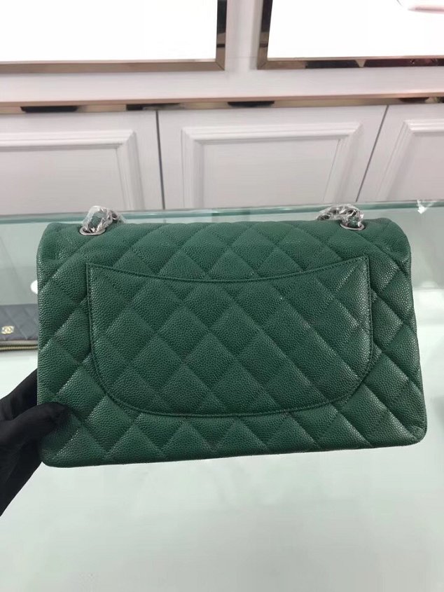 CC original grained calfskin large double flap bag A58600 green