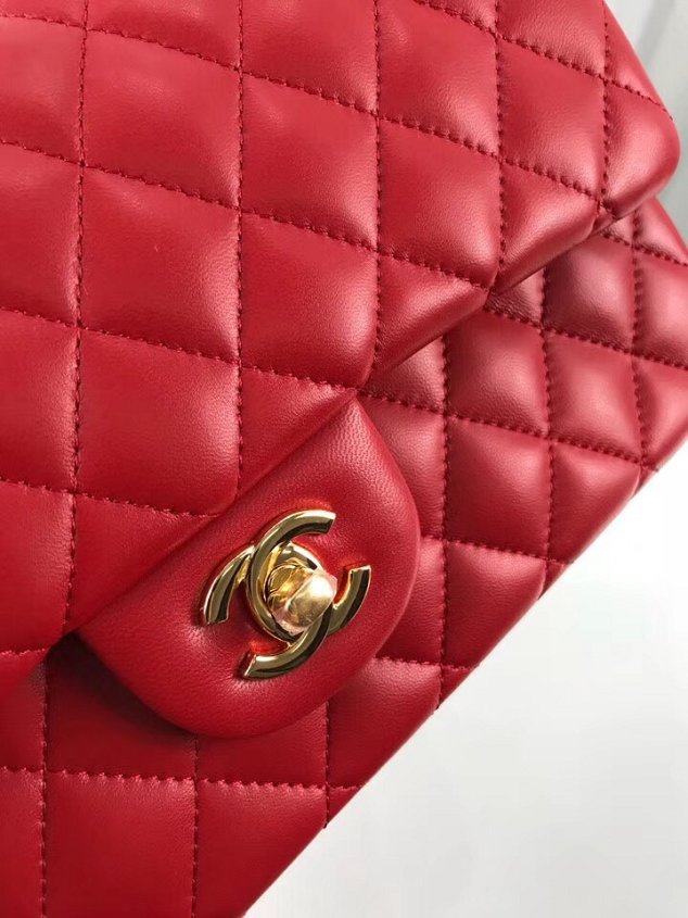 CC original lambskin leather double flap bag A1112 red