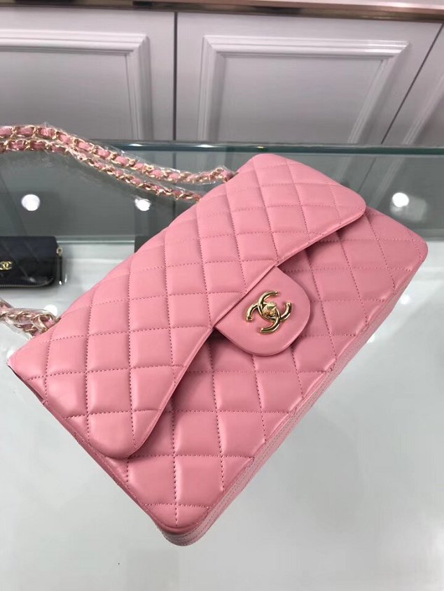 CC original lambskin large double flap bag A58600-2 pink