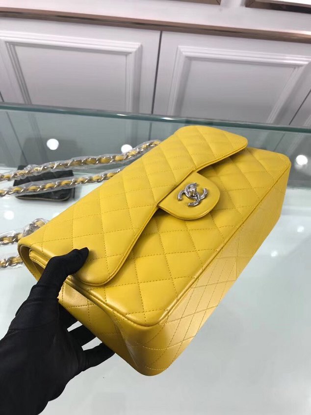 CC original lambskin large double flap bag A58600-2 yellow