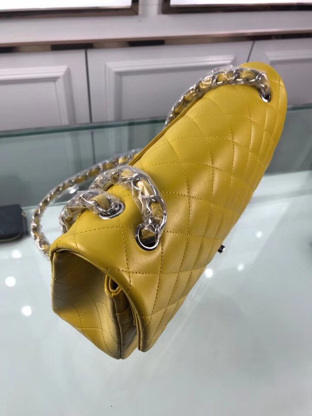 CC original lambskin large double flap bag A58600-2 yellow