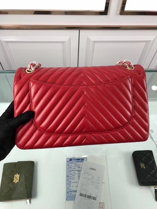 CC original lambskin large double flap bag A58600-3 red