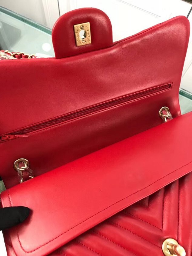 CC original lambskin large double flap bag A58600-3 red