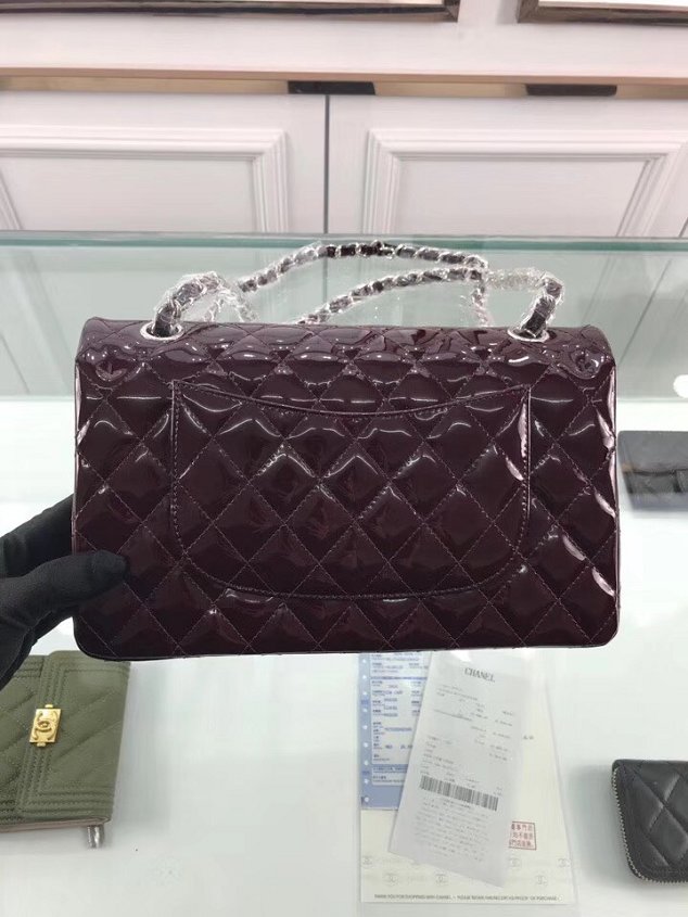 CC original patent calfskin medium flap bag A69901 burgundy