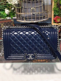 CC original patent leather medium le boy bag 67086 navy blue