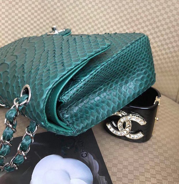 CC original python leather flap bag A01112 green