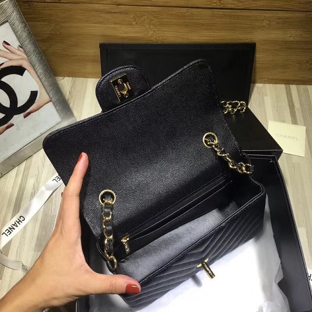 CC original lambskin mini flap bag A69900-3 black