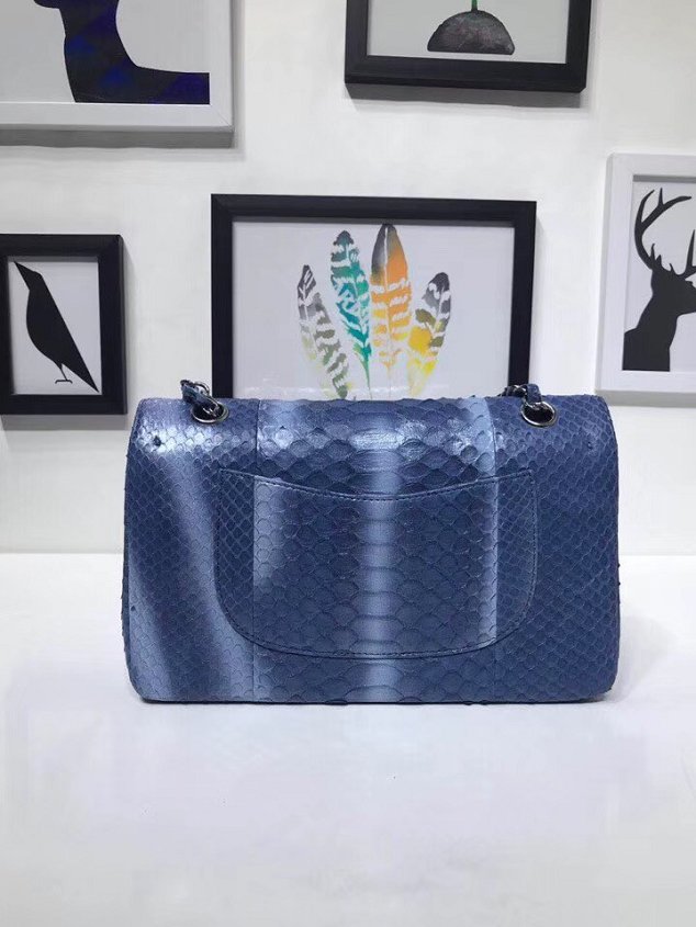 CC original python leather flap bag A01112 blue