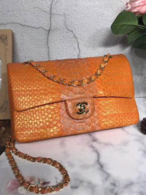 CC original python leather flap bag A01112 light orange