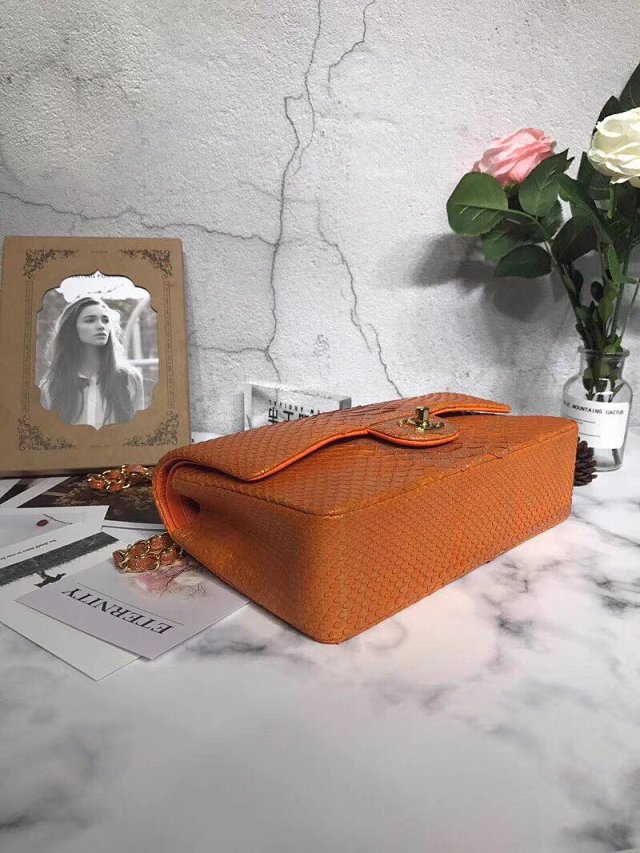 CC original python leather flap bag A01112 light orange