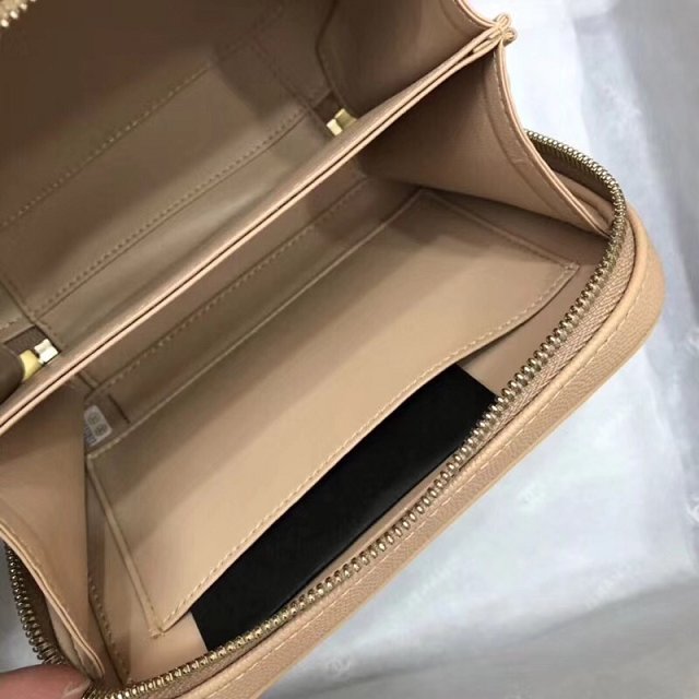 2018 CC original grained calfskin small vanity case A93342 apricot