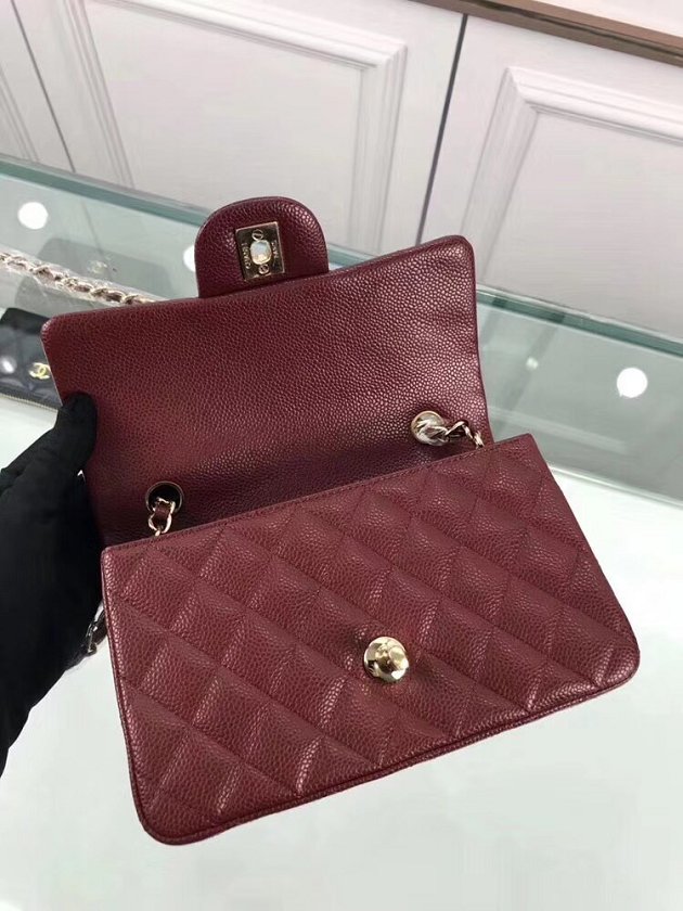 CC original grained calfskin small flap bag A69900 bordeaux