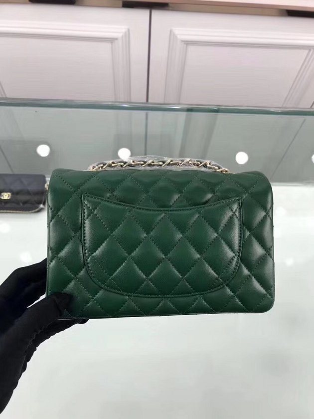 CC original lambskin leather mini flap bag A69900 green