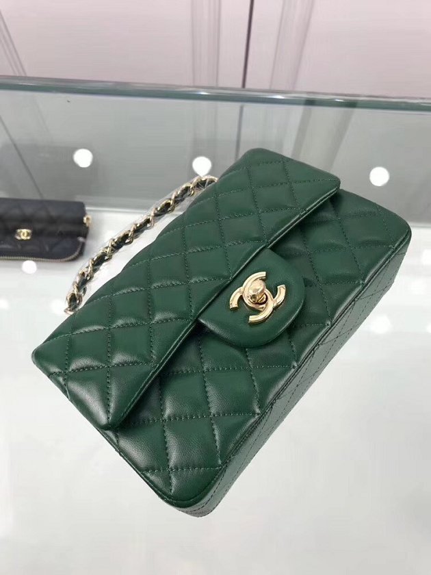 CC original lambskin leather mini flap bag A69900 green