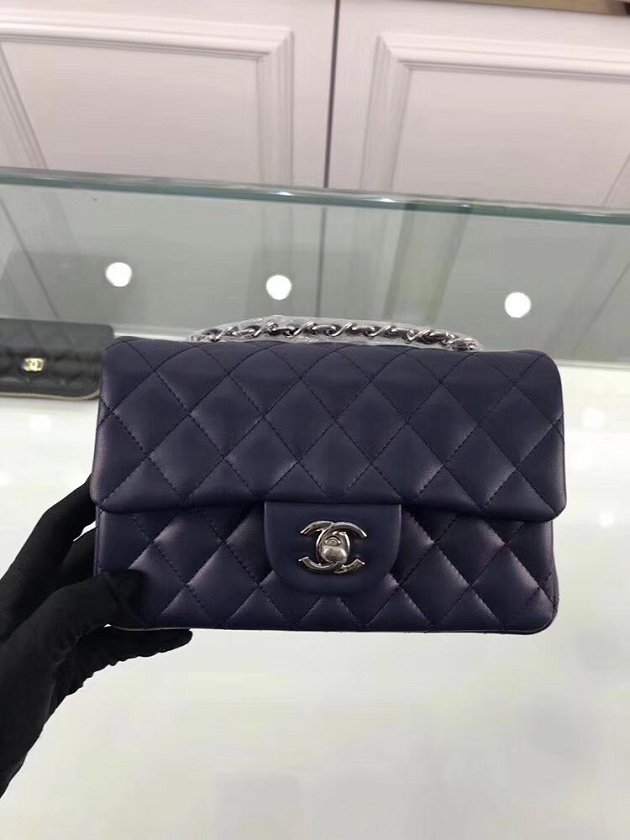 CC original lambskin leather mini flap bag A69900 navy blue