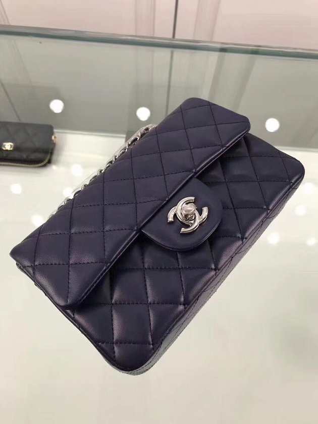 CC original lambskin leather mini flap bag A69900 navy blue