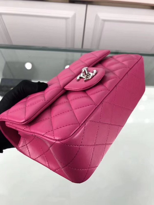 CC original lambskin leather mini flap bag A69900 rose red