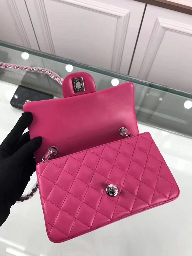 CC original lambskin leather mini flap bag A69900 rose red