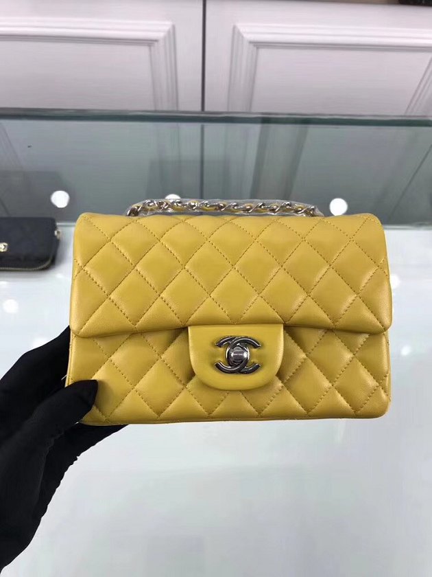 CC original lambskin leather mini flap bag A69900 yellow