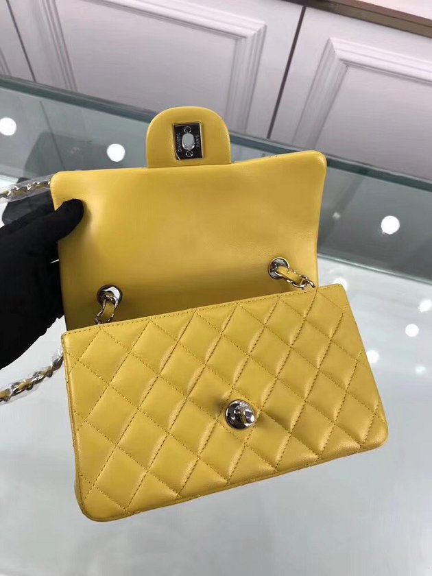 CC original lambskin leather mini flap bag A69900 yellow